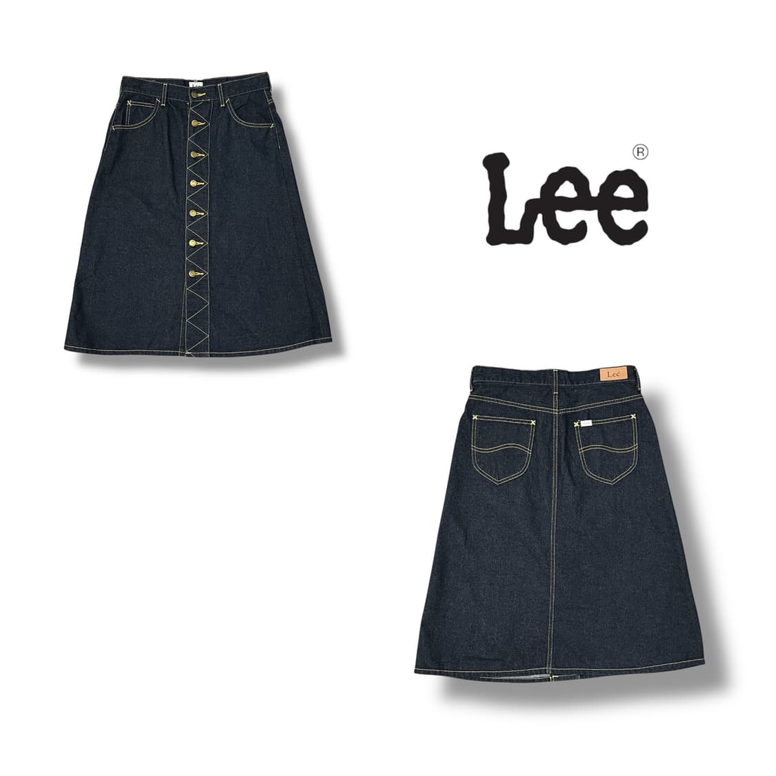  리 버튼 미디스커트 y12595 상품이미지1