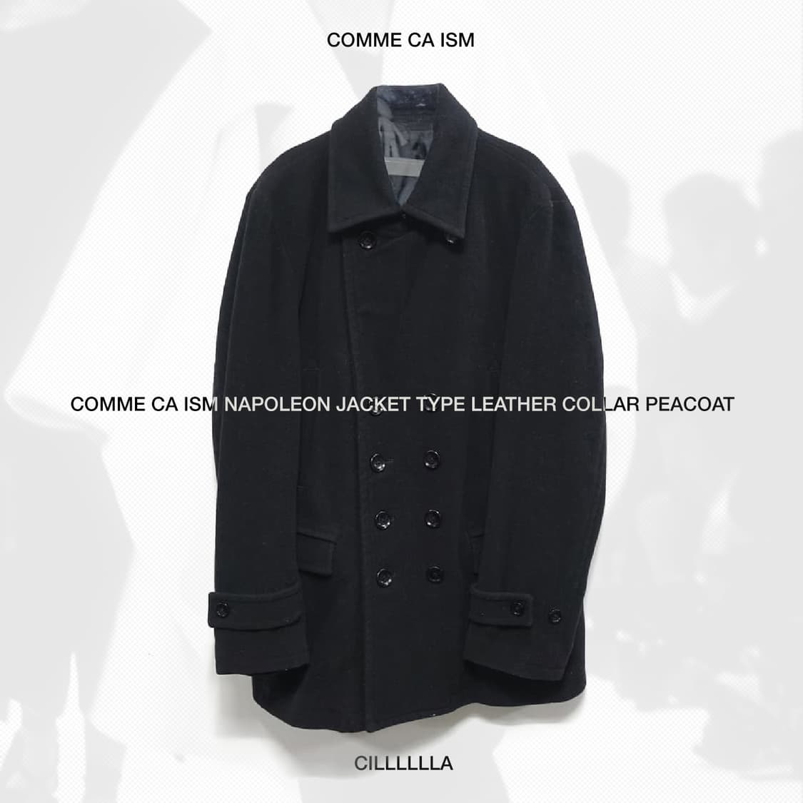 [XL]COMME CA ISM 꼼싸이즘 나폴레옹자켓 타입 레더에리 피코트 상품이미지1