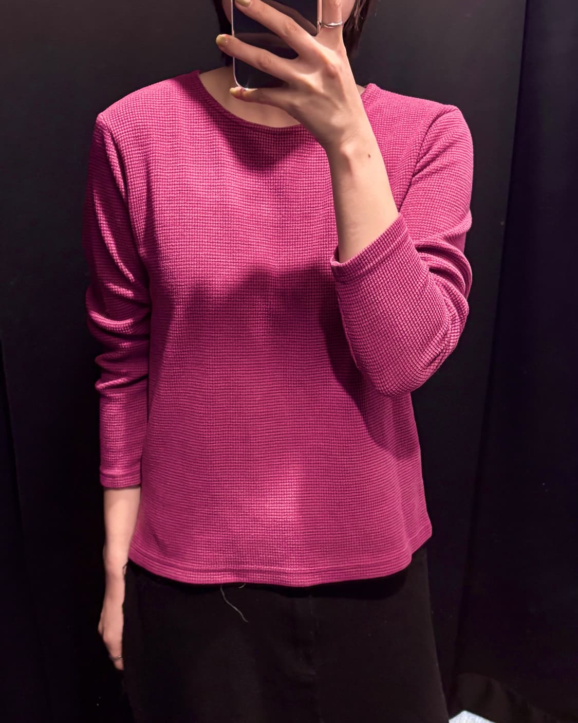 Purple Waffle Knit Long Sleeve Top 상품이미지1