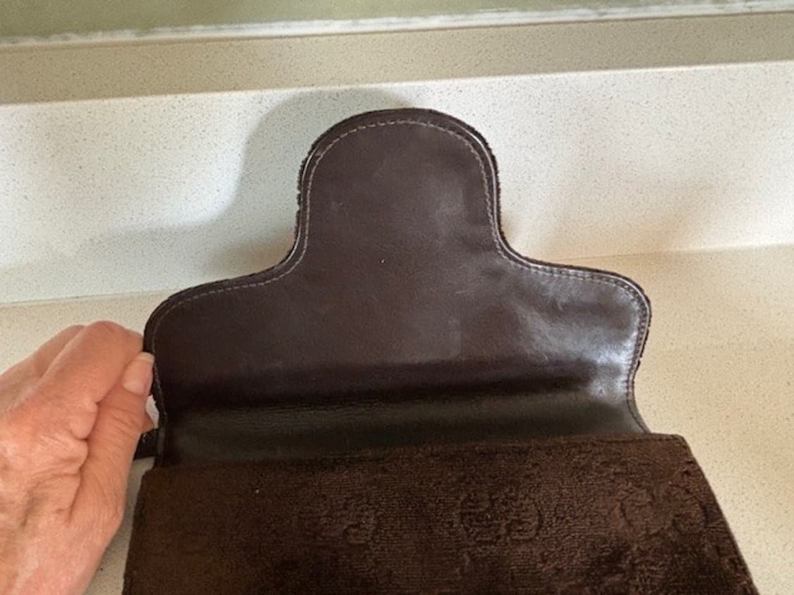 70s 구찌 빈티지 벨벳 GG 호스빗 클러치백 브라운 상품이미지3