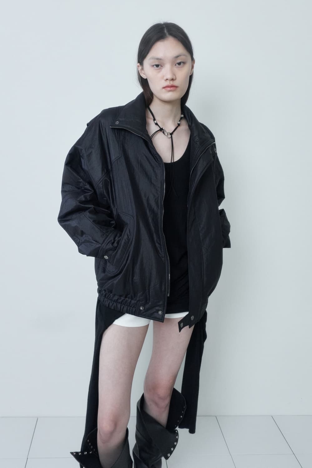 세릭 하이넥 봄버 자켓 블랙 상품이미지4