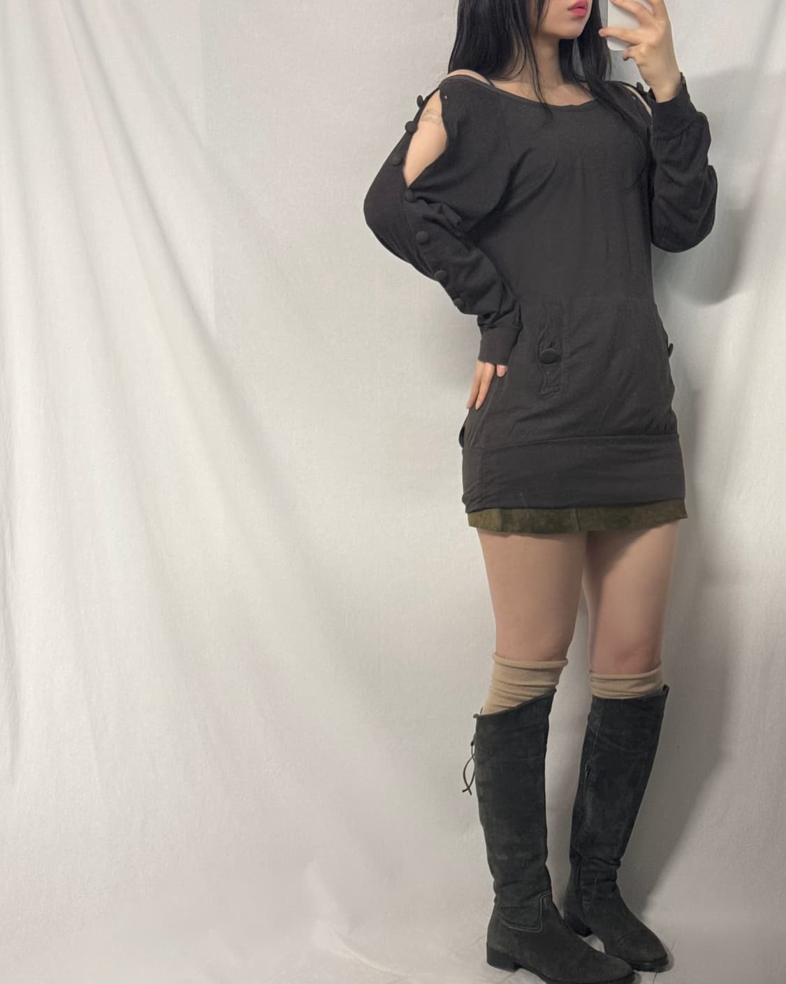 리얼 레더 스웨이드 백 스트링 부츠 상품이미지8