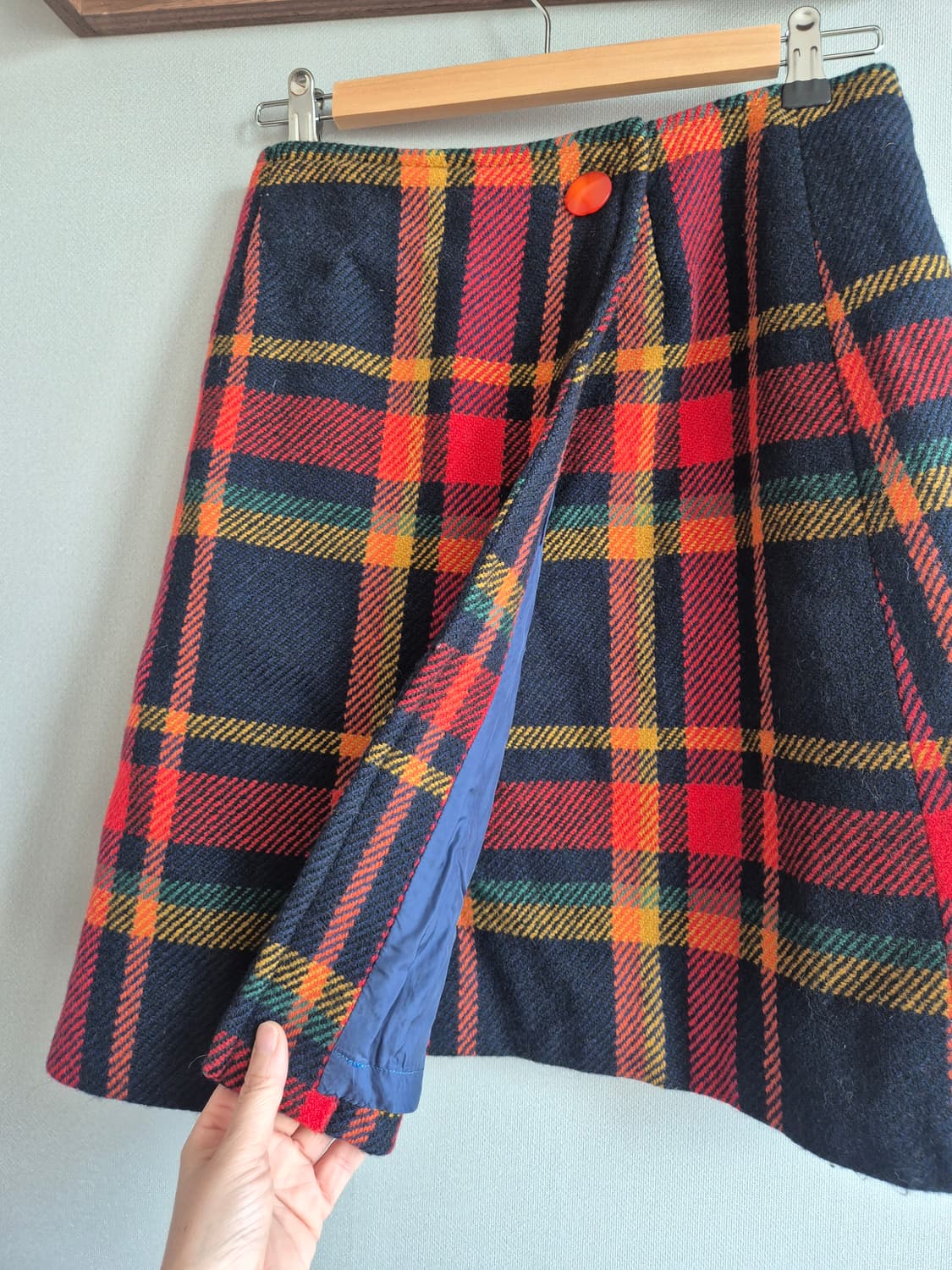 체크 울 랩스커트 상품이미지3