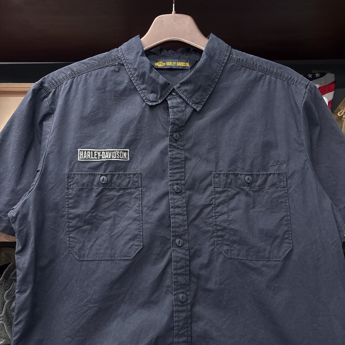 할리데이비슨 V-TWIN 체인스티치 코튼워싱 워크셔츠 N1067 상품이미지3