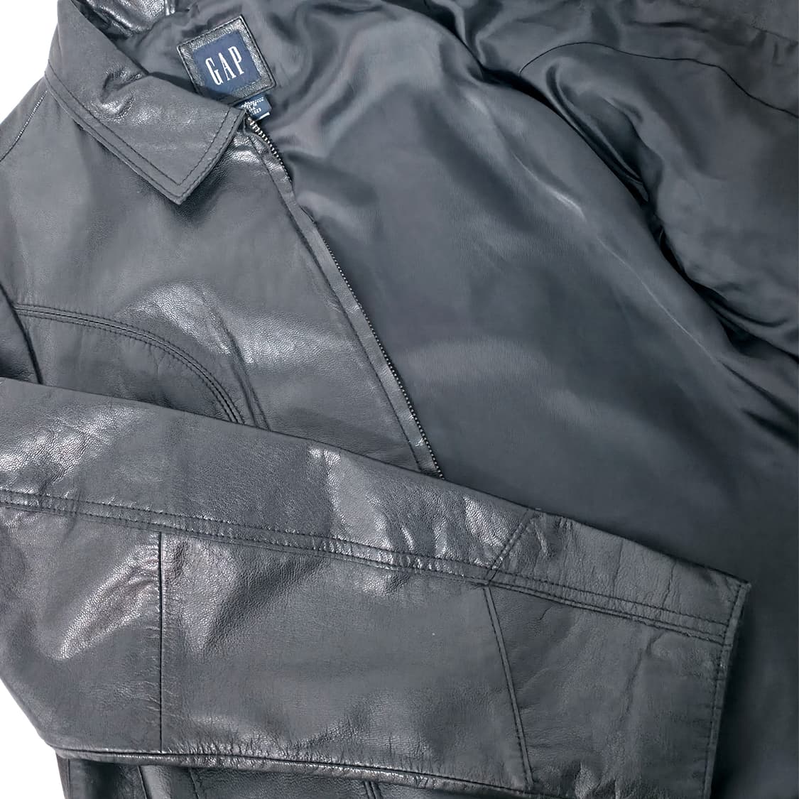 [W/L] 올드 갭 싱글 레더 자켓 블랙 상품이미지4