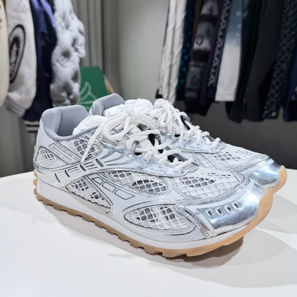 (A/44) / 보테가베네타 오르빗 메탈릭 스니커즈 실버 화이트 상품이미지3