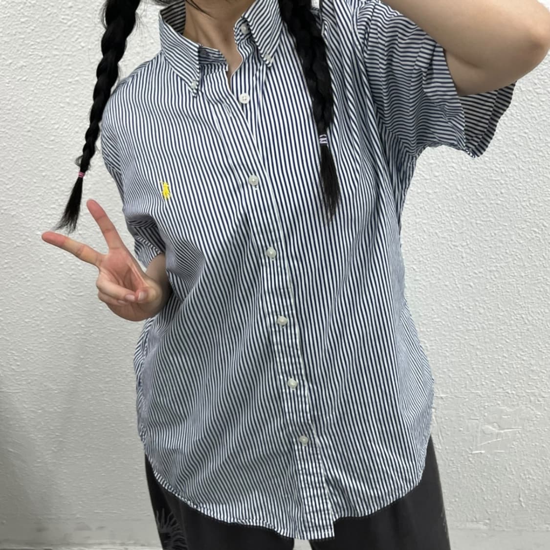 폴로 랄프로렌 옐로우포니 블루 스트라이프 반팔 셔츠 상품이미지6