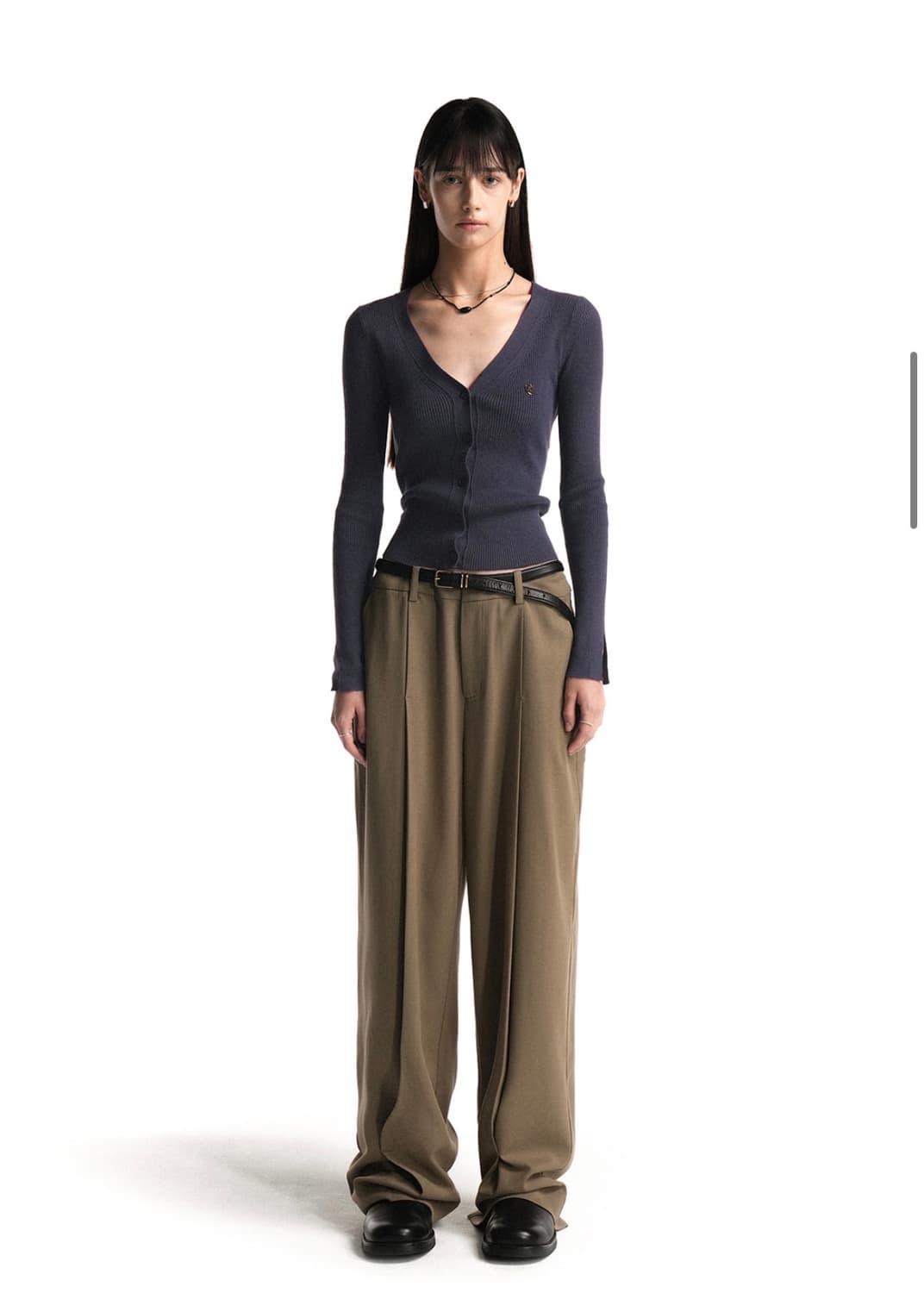 우알롱 퍼플 브이넥 니트 가디건 상품이미지2