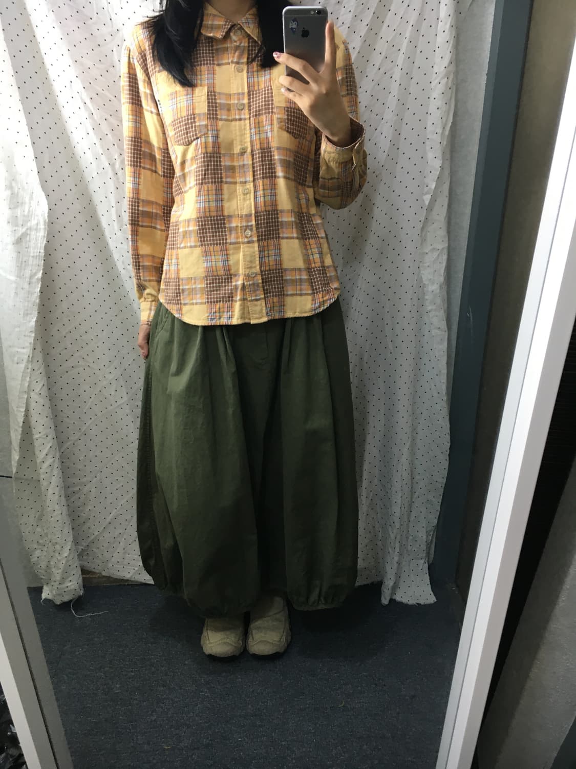 카키 벌룬 롱 스커트 상품이미지3