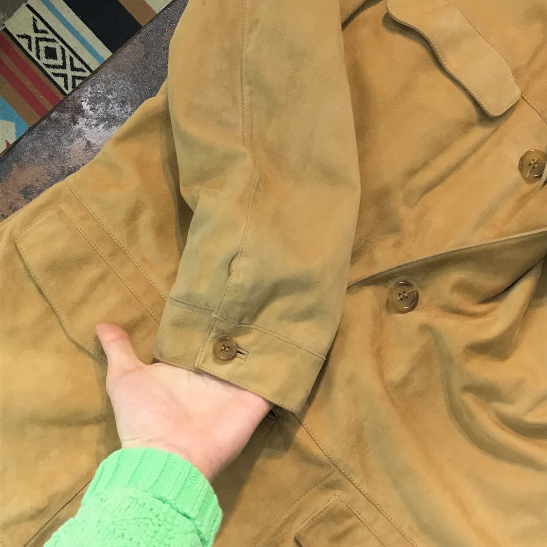 Italy Longhi 베이지 스웨이드 3버튼 자켓 남성 105 사이즈  상품이미지9