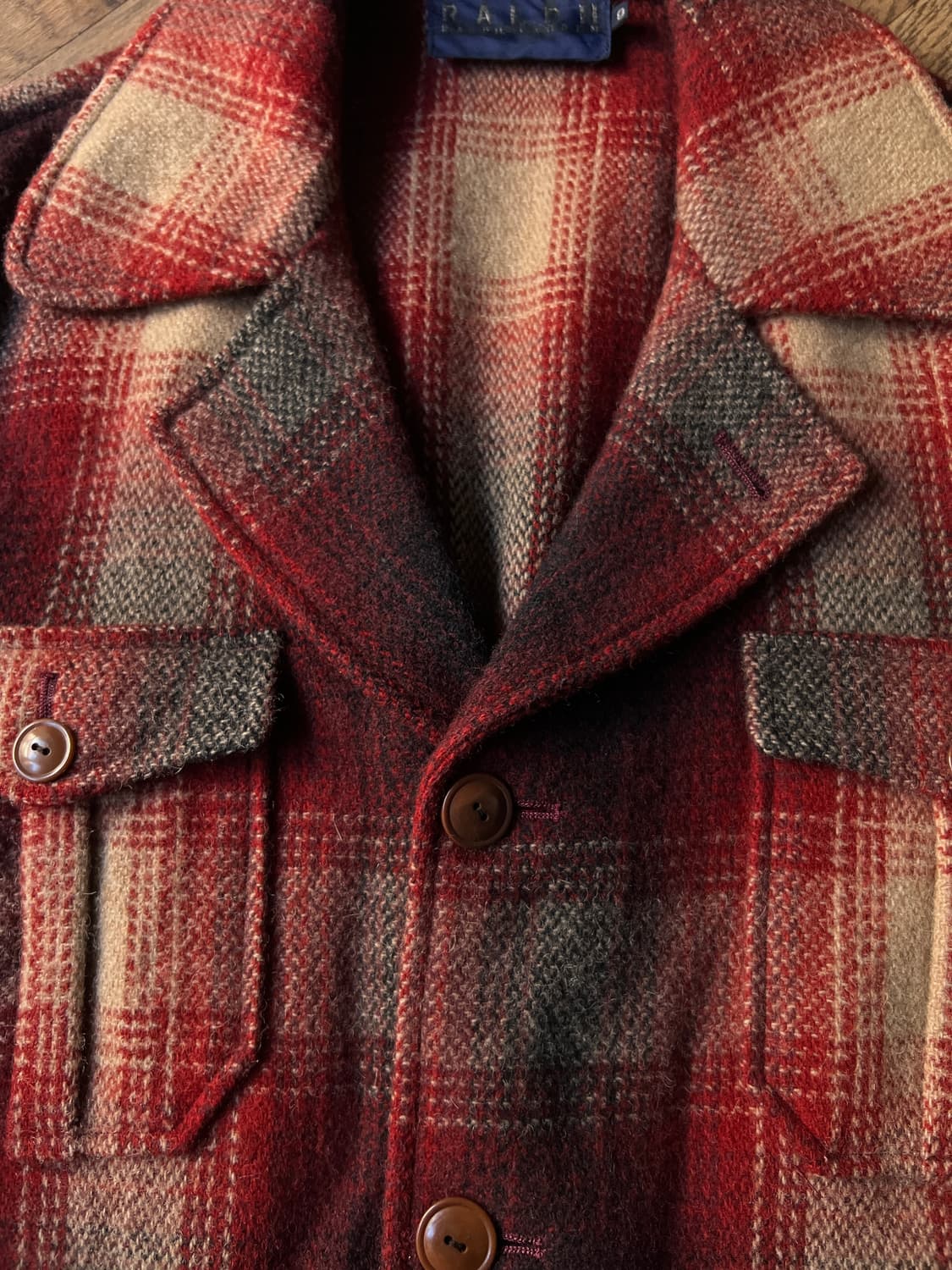 [M]랄프 랄프로렌 레드 타탄체크 울 자켓 상품이미지3
