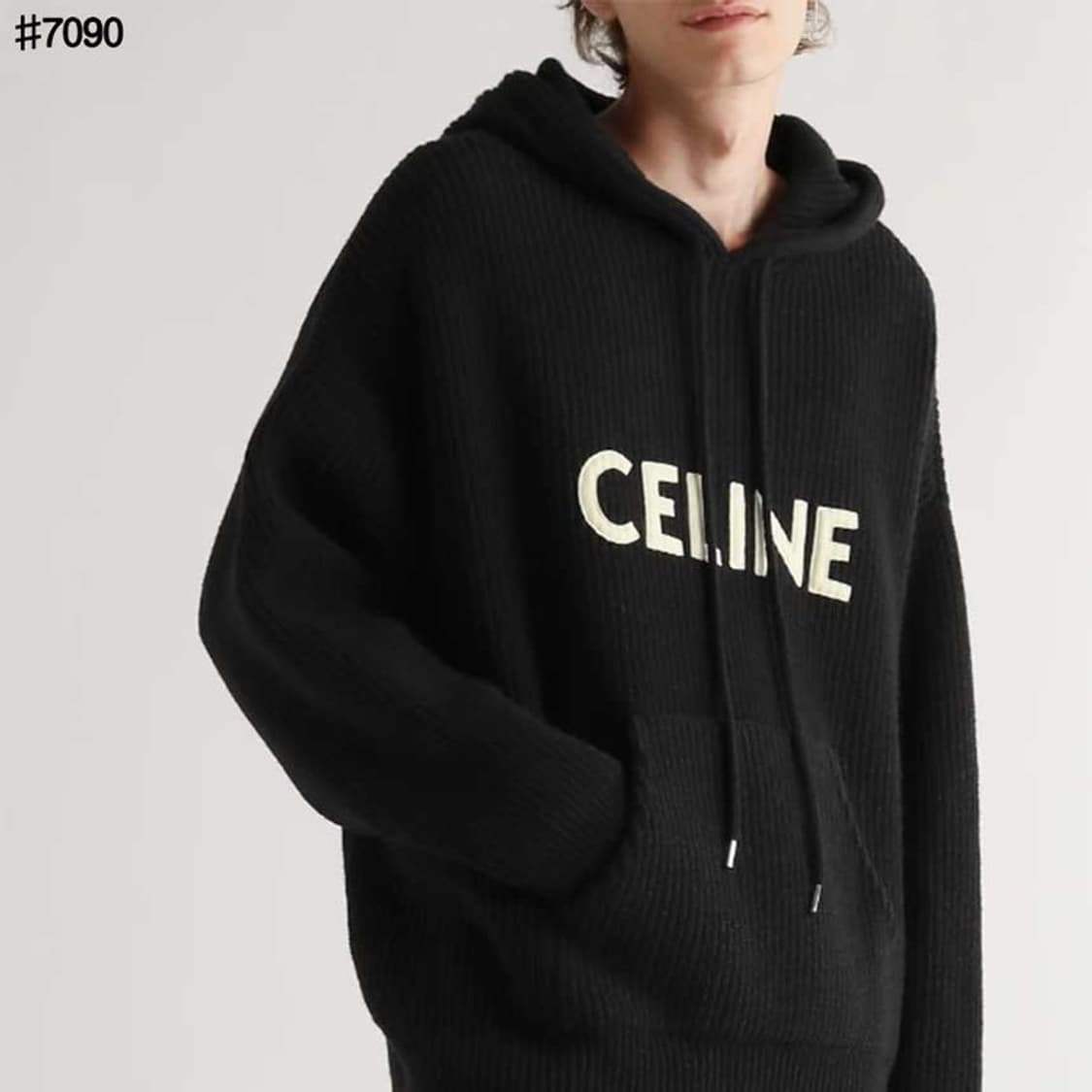 (S+/L) / 셀린느 리브드 울 니트 후드 블랙 상품이미지7