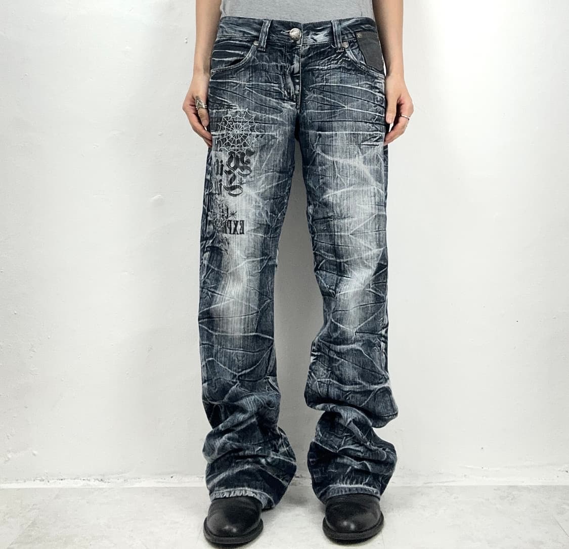 Wild Life Crinkle Wash Graphic Denim Pan 상품이미지1