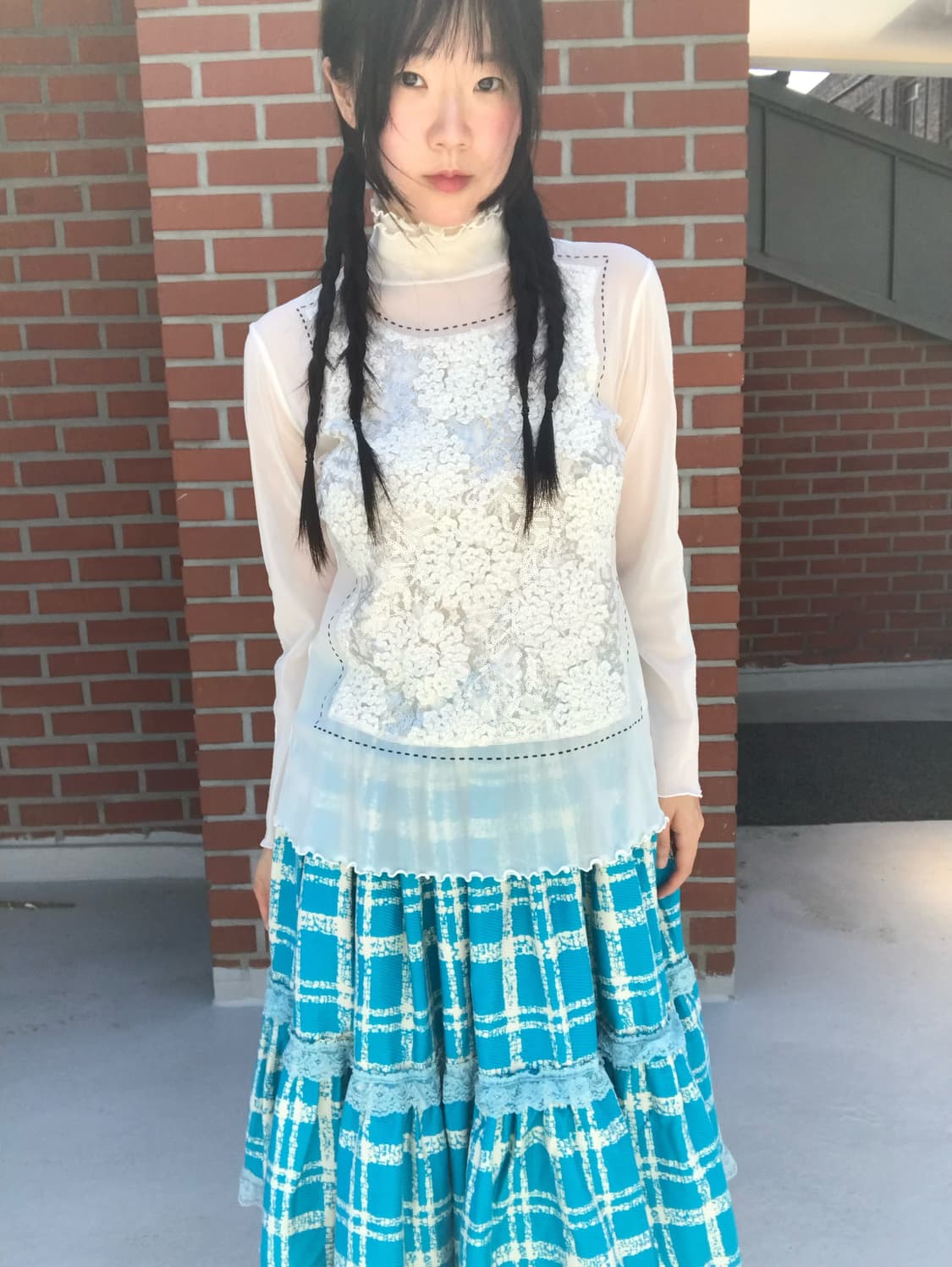 vintage flower ivory mesh top 상품이미지3