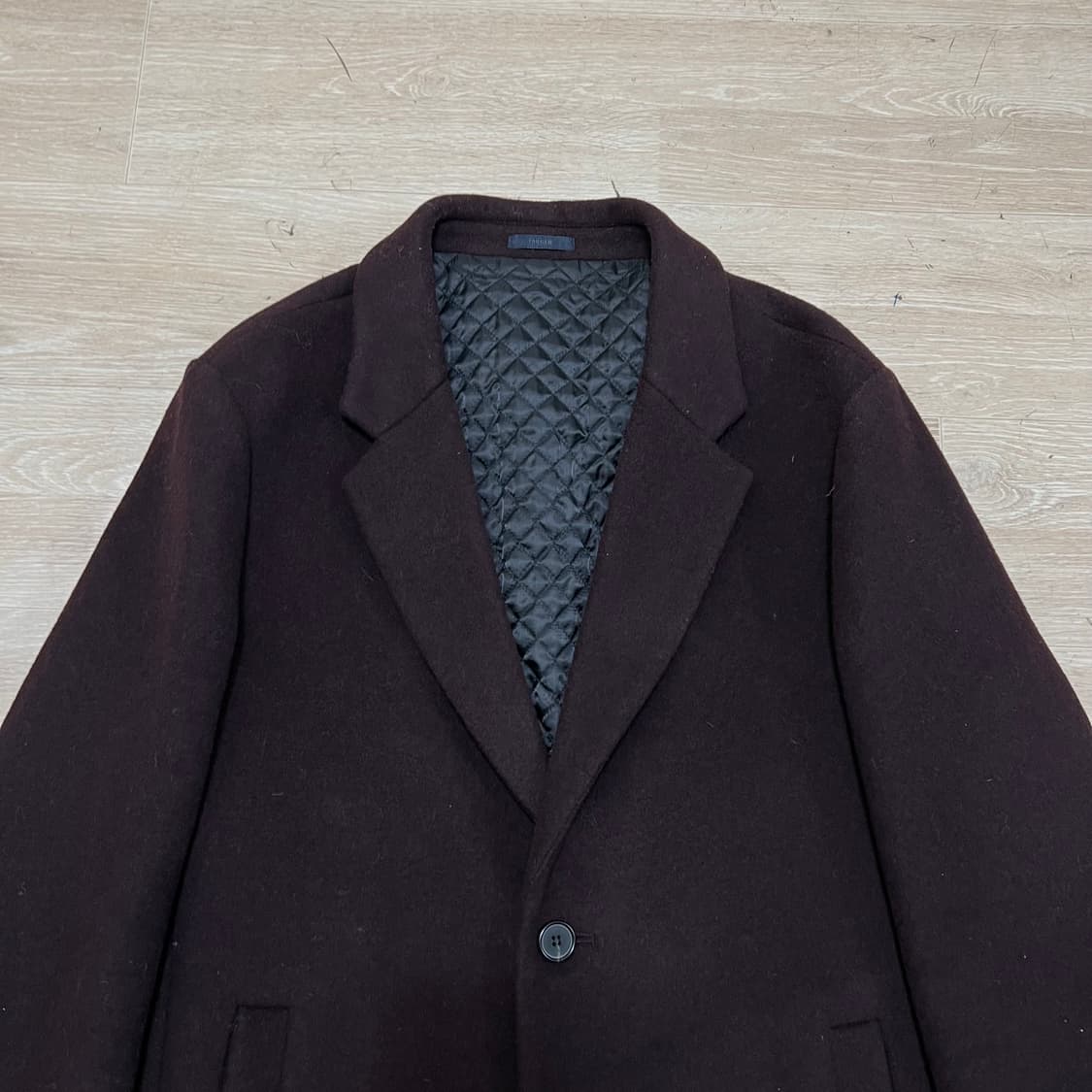 트루젠 모직 이너퀼팅 안감 싱글 롱코트 [와인] XL/105 상품이미지2