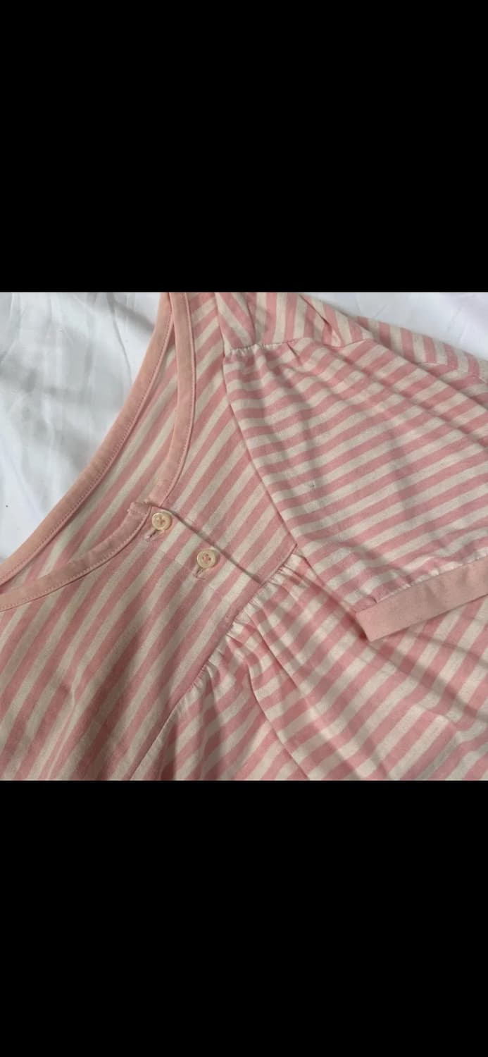 T129 빈티지 JPN 핑크 스트라이프 반팔 티셔츠 (W) 상품이미지3