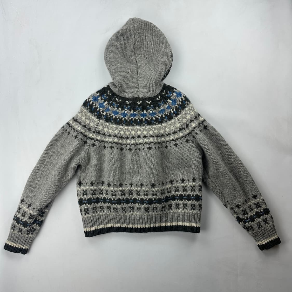 유라고 노르딕 자카드 후디 가디건 그레이 상품이미지5