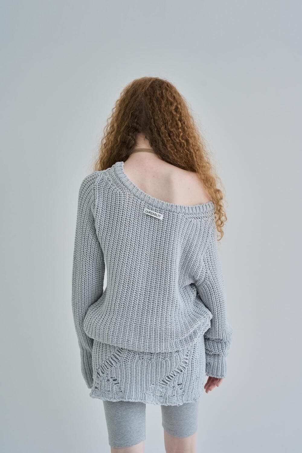 아우어솔티 Damage Net mini dress / Gray 상품이미지4