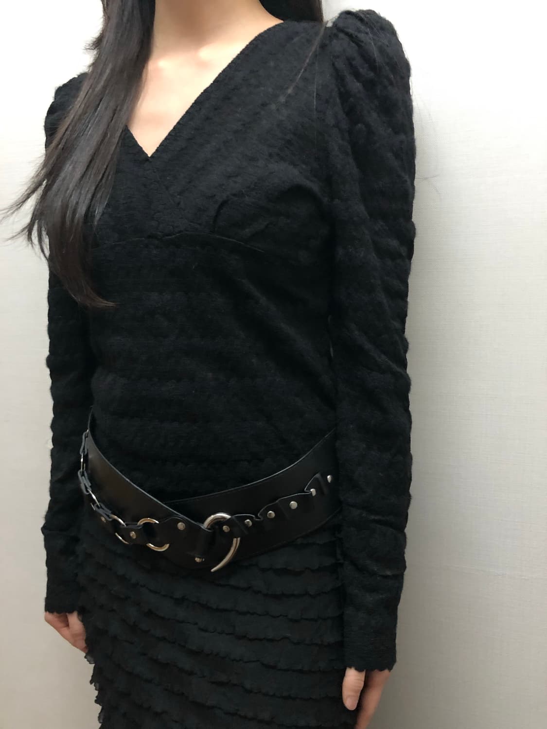 빈티지 블랙 셔링 니트 상품이미지3