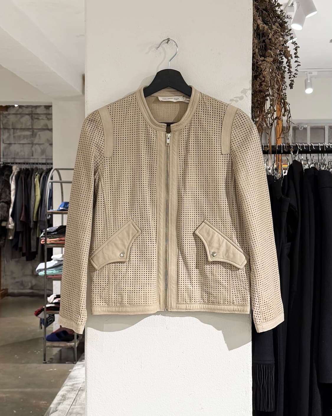 이자벨마랑 에토일 베이지 펀칭 레더자켓 상품이미지1