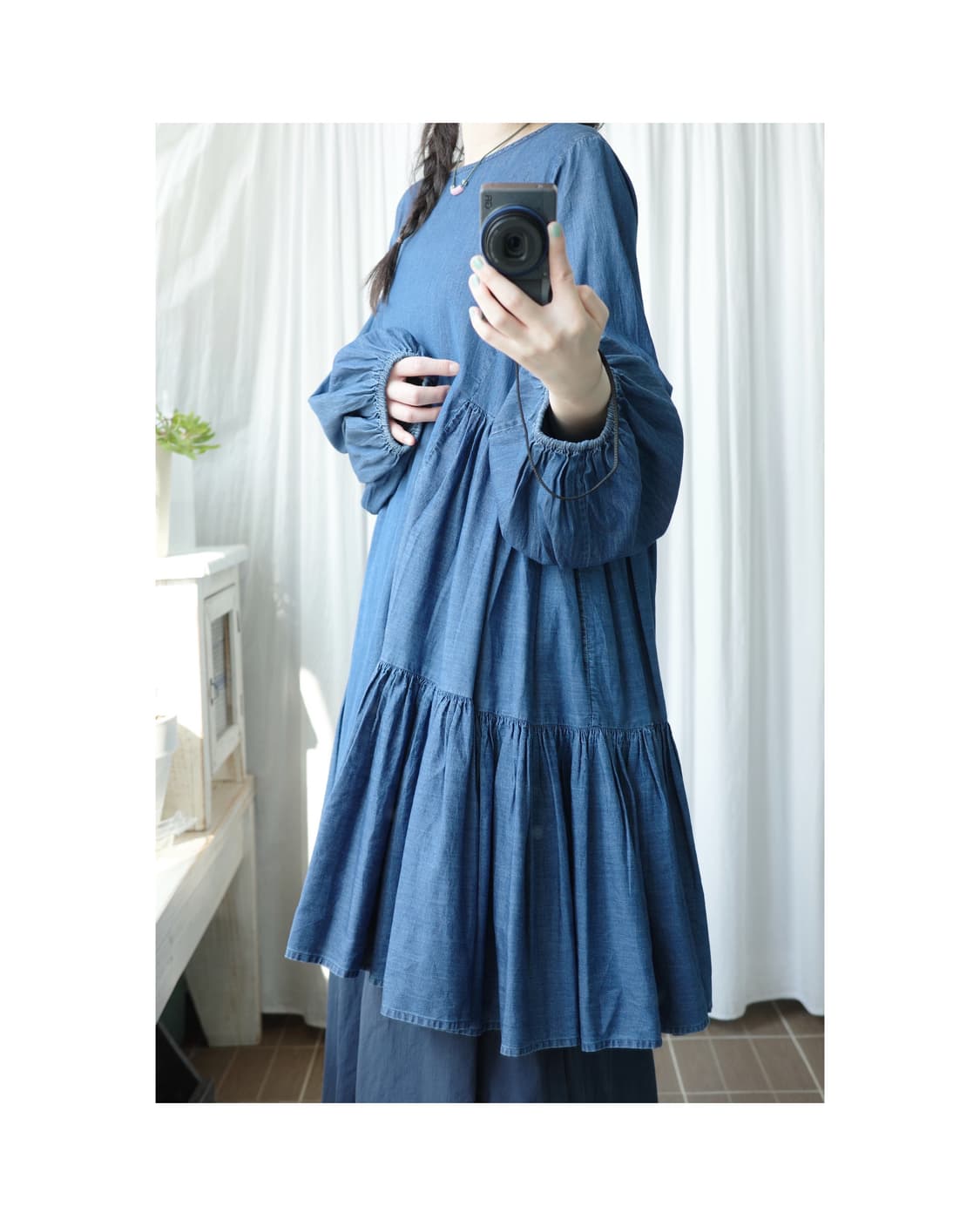 Merlette denim shirring one-piece 상품이미지1