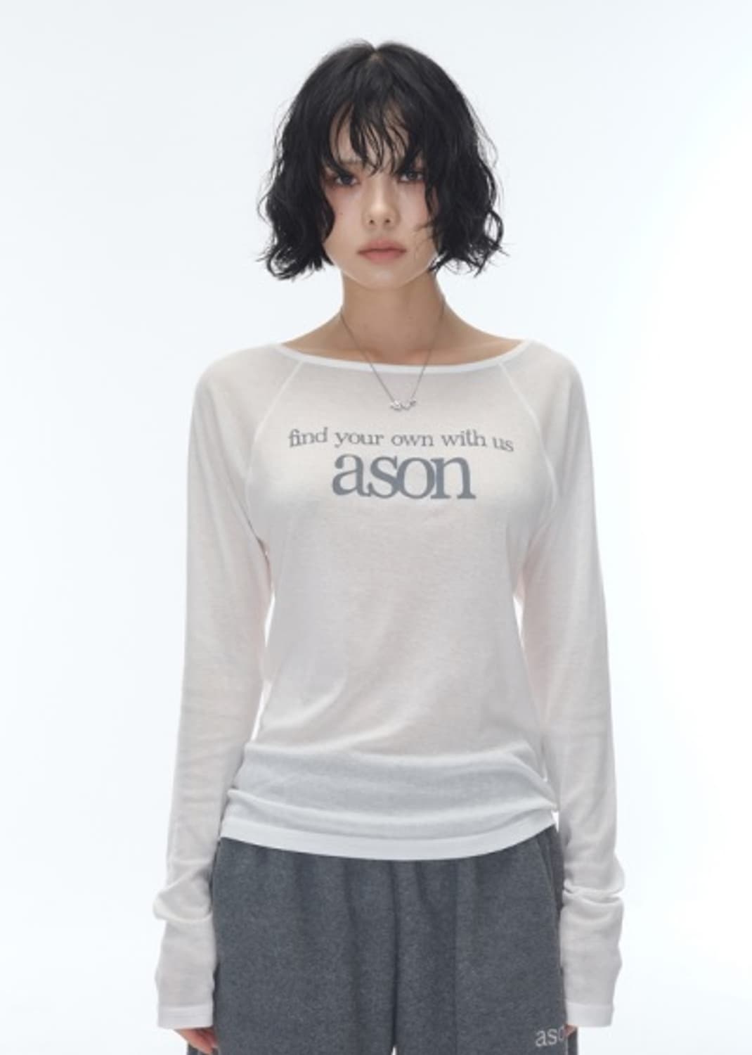 애즈온 레터링 롱슬리브 화이트 상품이미지1