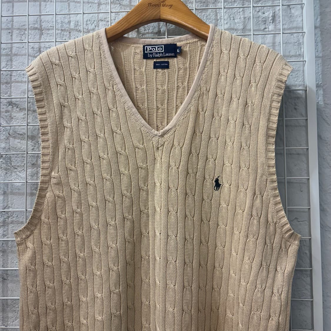 폴로 랄프 로렌 라이트 베이지 케이블 니트 베스트 L 상품이미지3