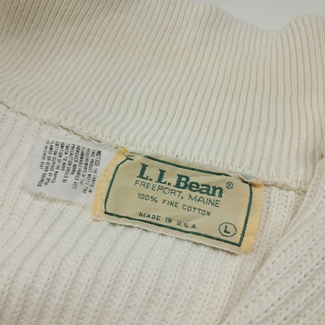 CL355 L 엘엘빈 80s 미국판 아이보리 집업 니트 스웨터 상품이미지3