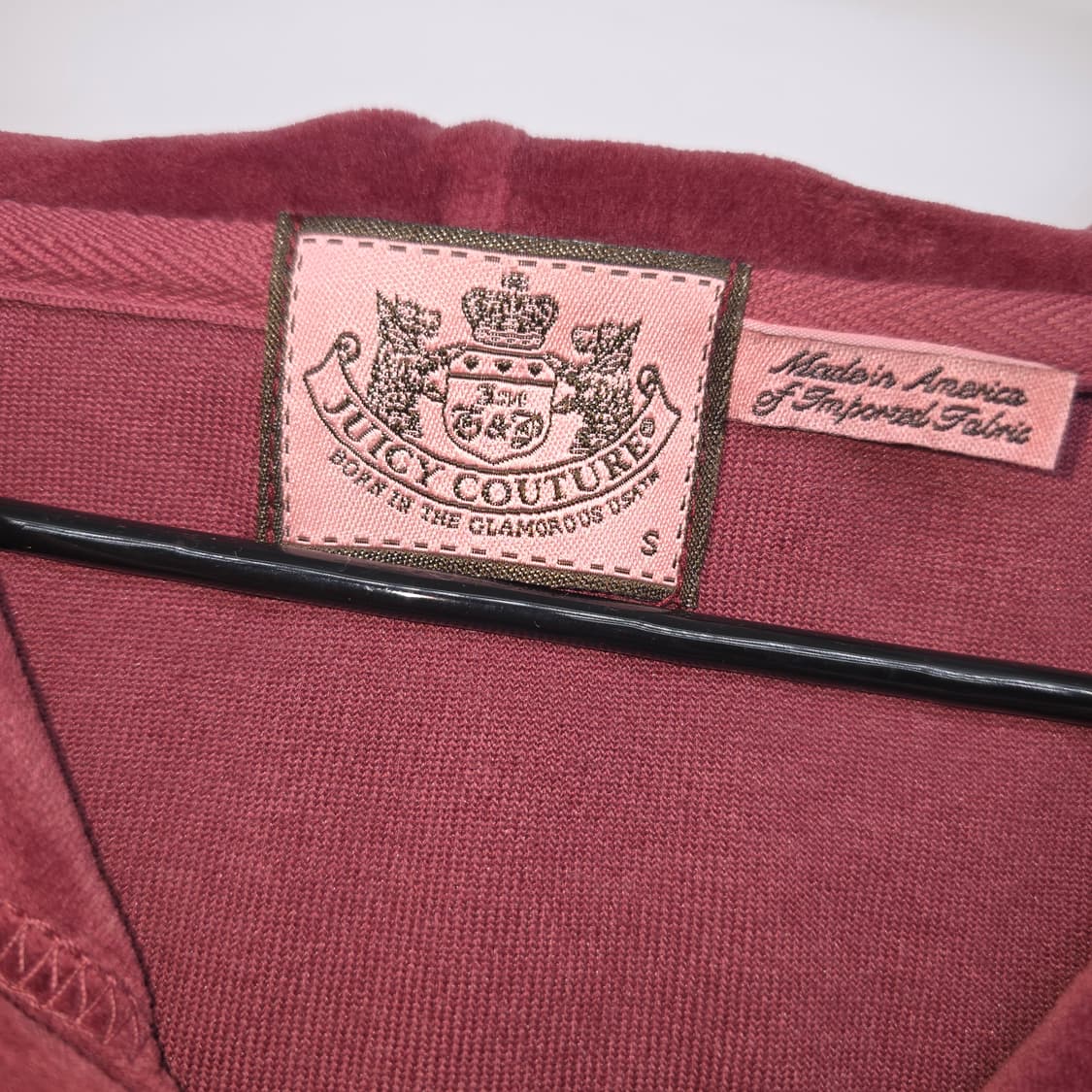 쥬시 꾸뛰르 벨벳 후드 집업 버건디 상품이미지4