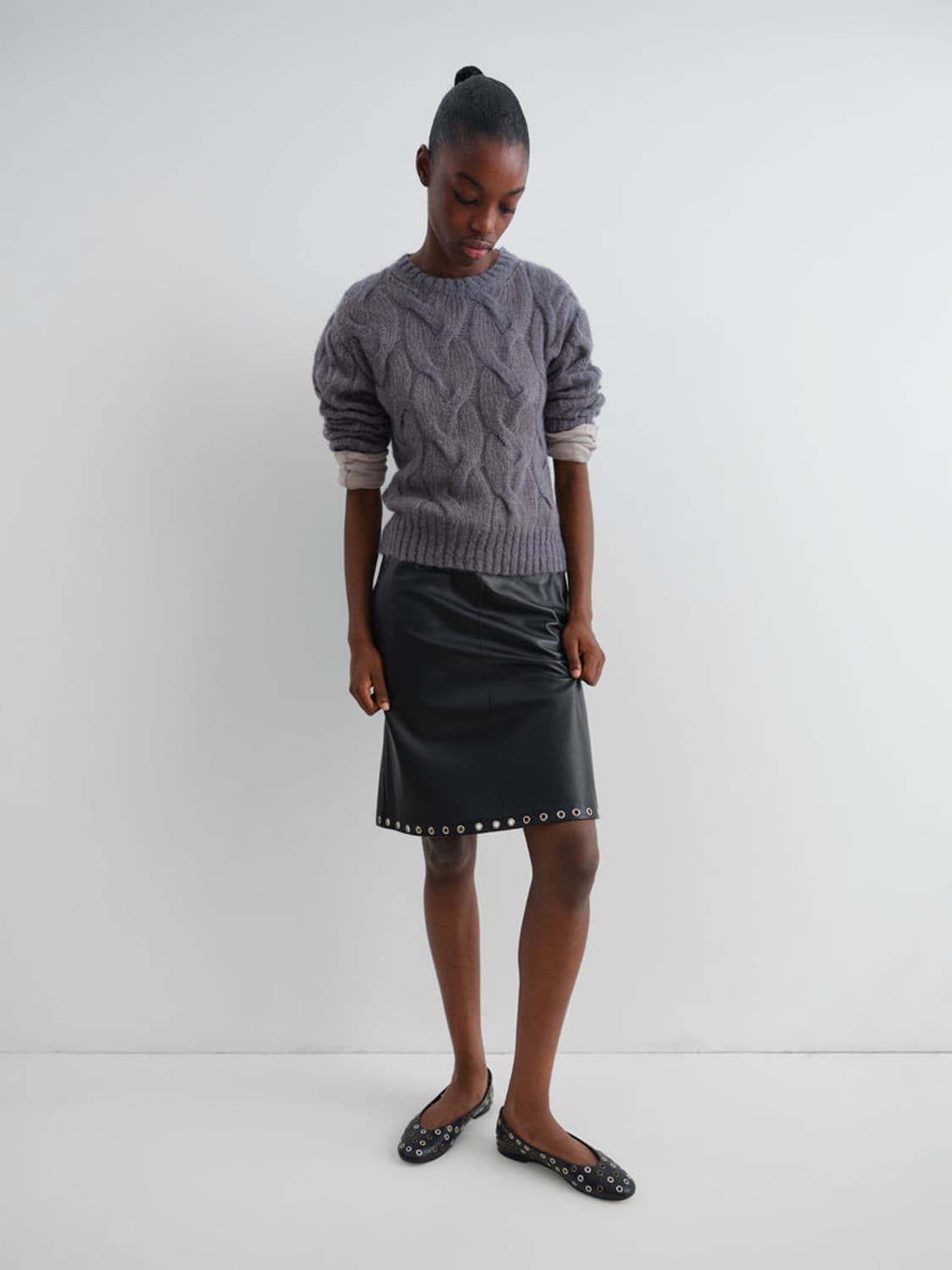 [S,M]기마구아스 Eyelets 아일렛 레더 스커트 상품이미지8