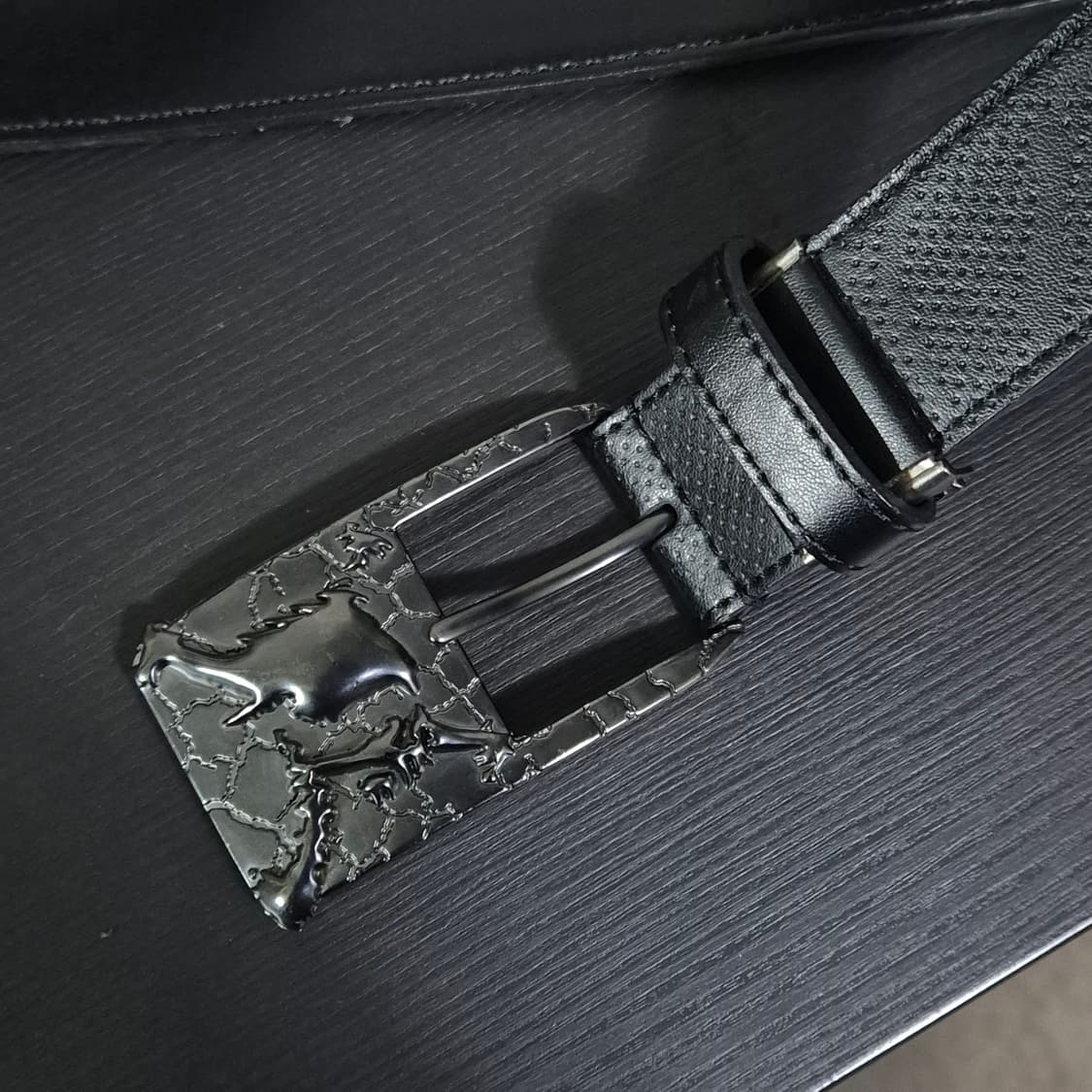 오클리 스컬 로고 메탈 가죽벨트 상품이미지2