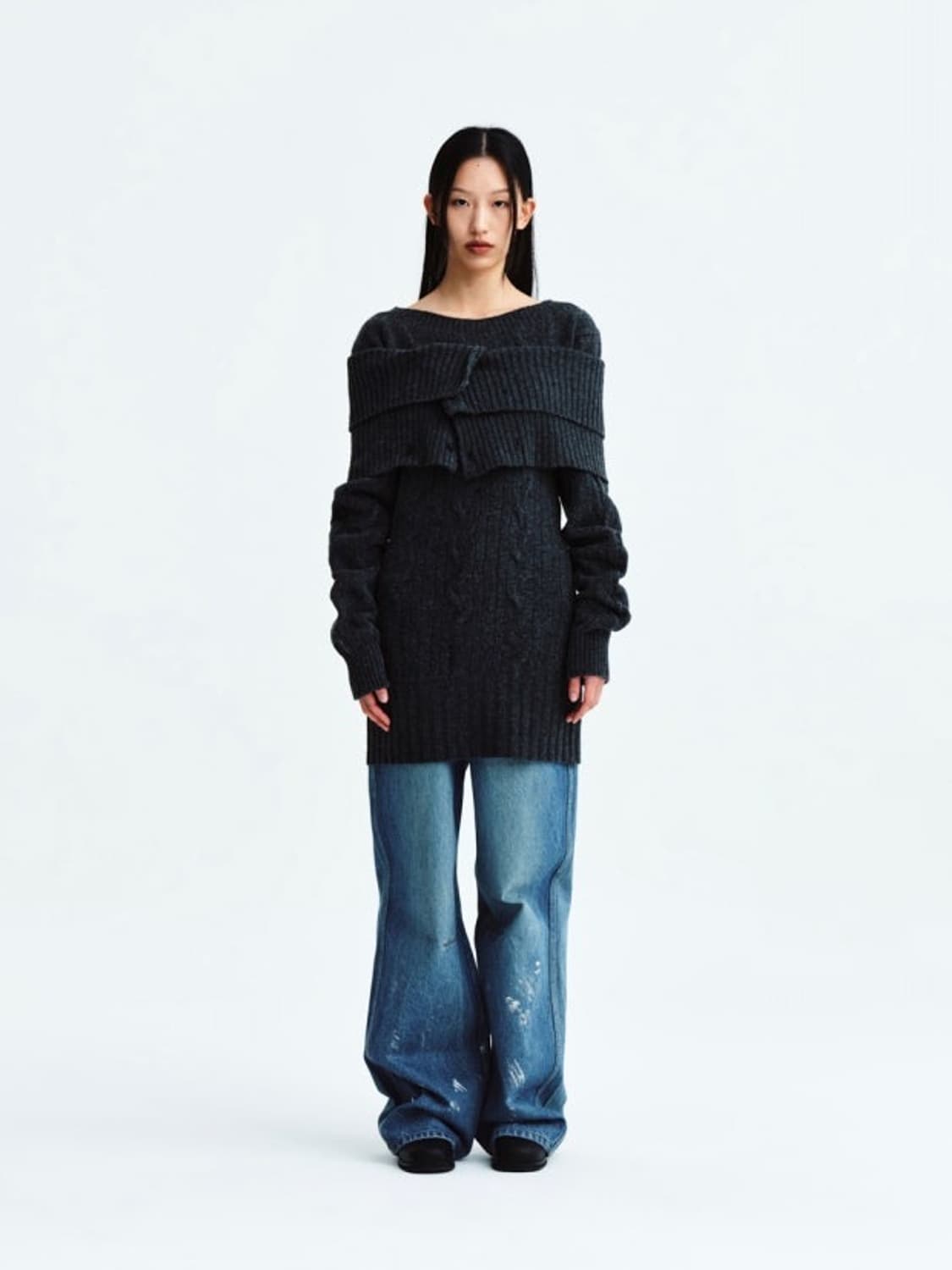 DAMAGE POINT CABLE KNIT DRESS 상품이미지1