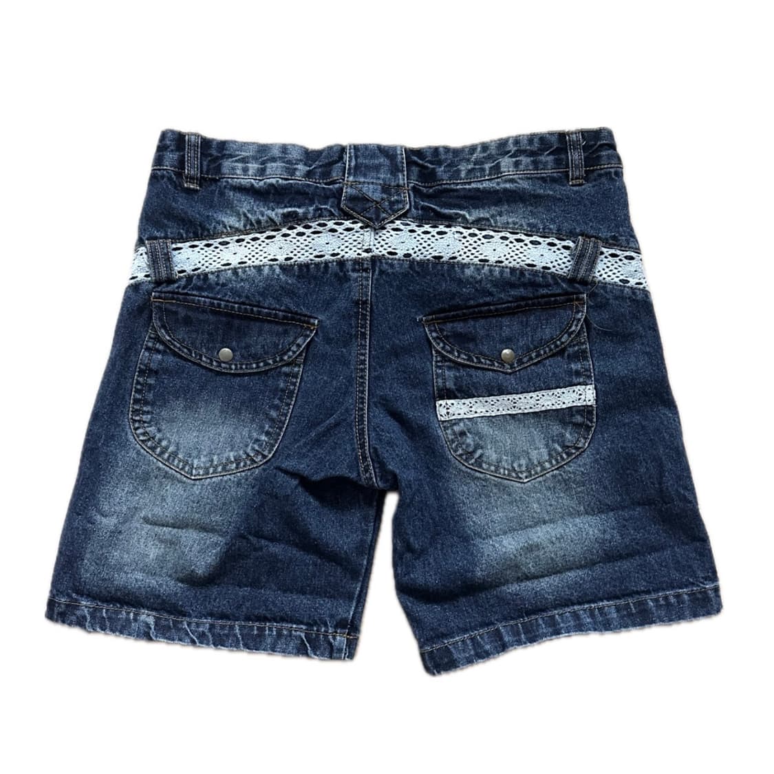 일본빈티지 레이스 데님 숏팬츠 상품이미지1