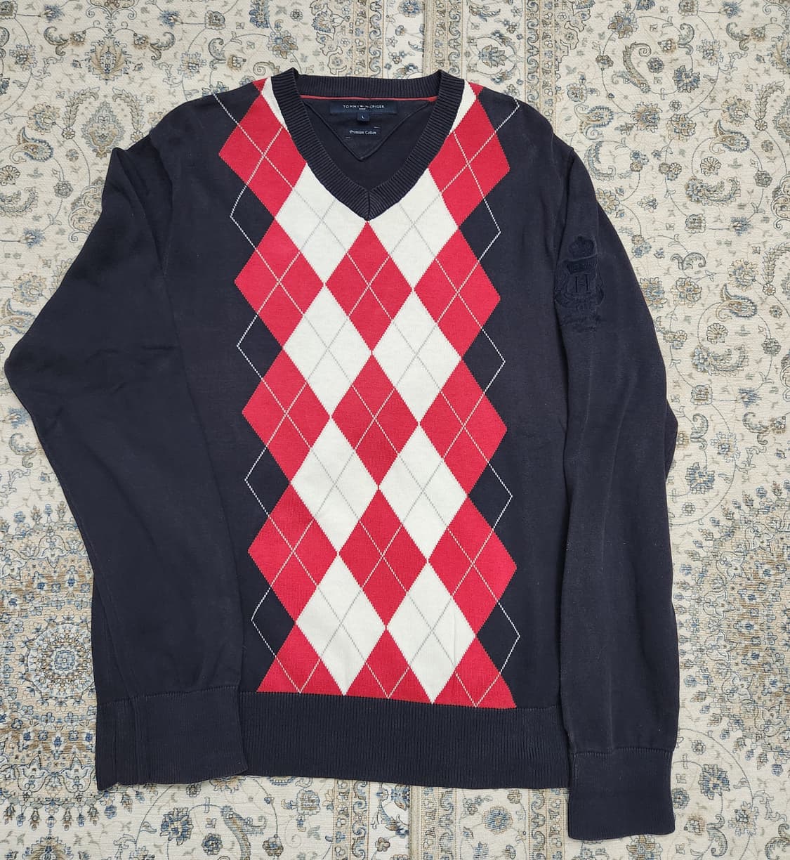 타미힐피거 골프 아가일 V넥 니트 L 상품이미지1
