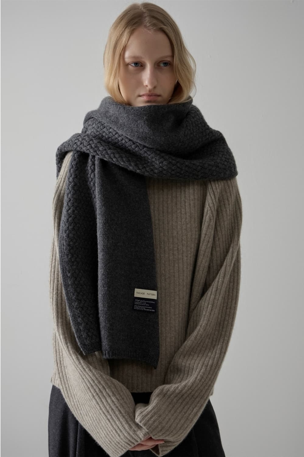 [새상품] 파사드패턴 캐시미어 텍스처 머플러 목도리 상품이미지5
