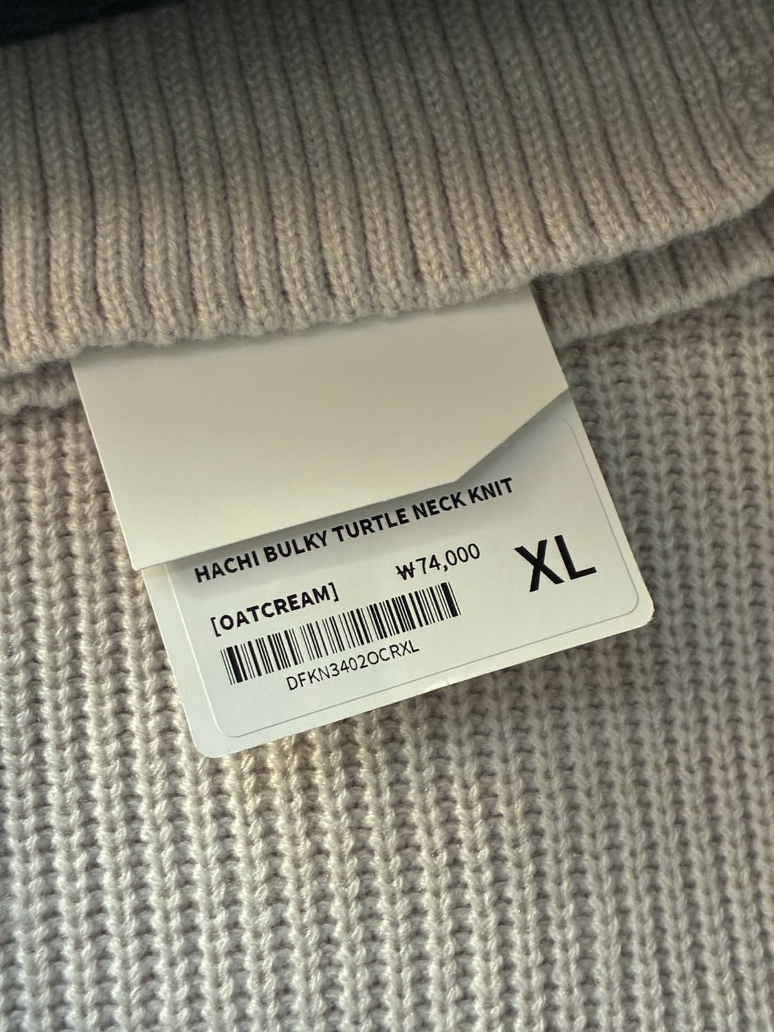 (새상품)(XL) 드로우핏 하찌 벌키 터틀넥 니트 [OATCREAM] 상품이미지8