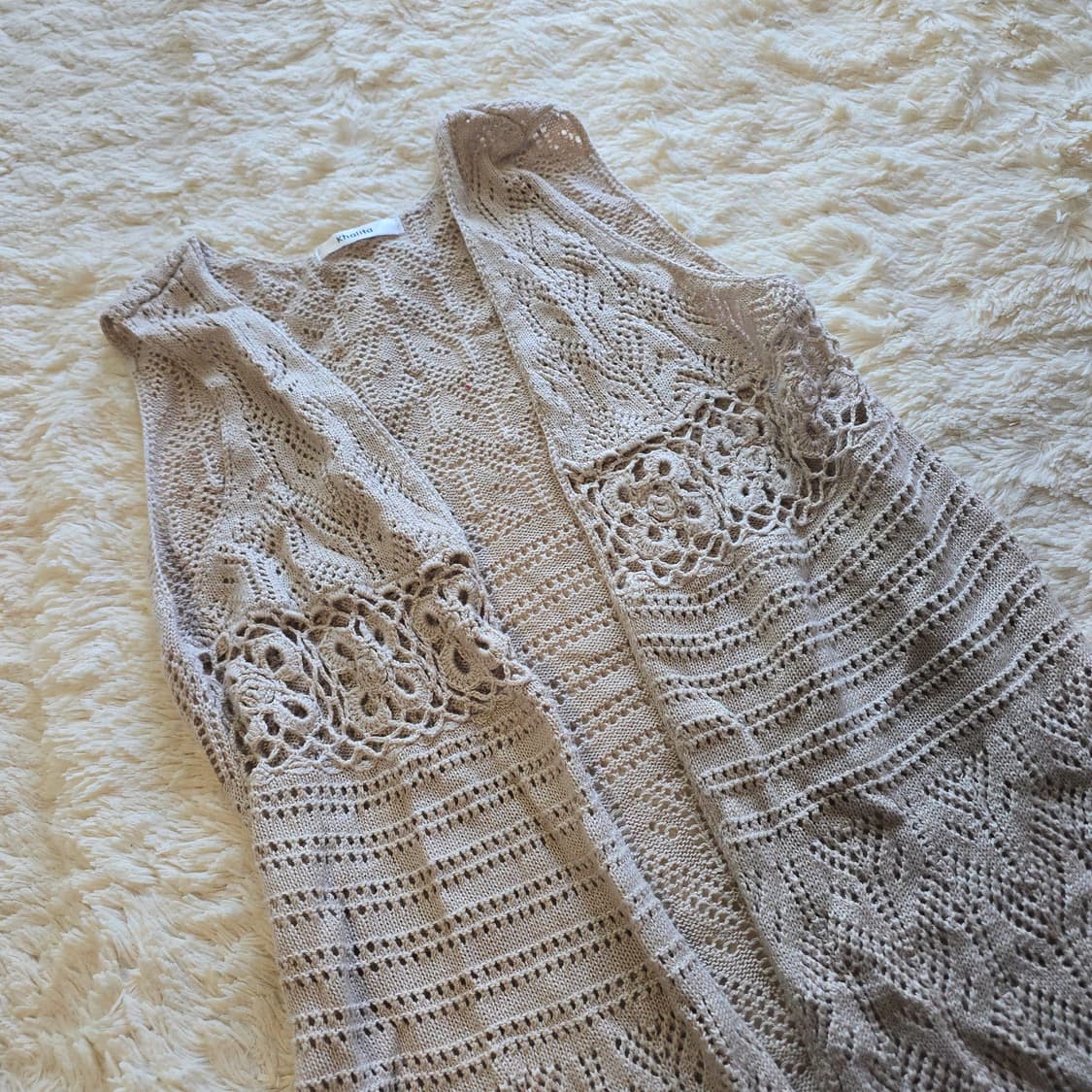 빈티지 히피 페어리 크로쉐 레이어드 나시 가디건 상품이미지2