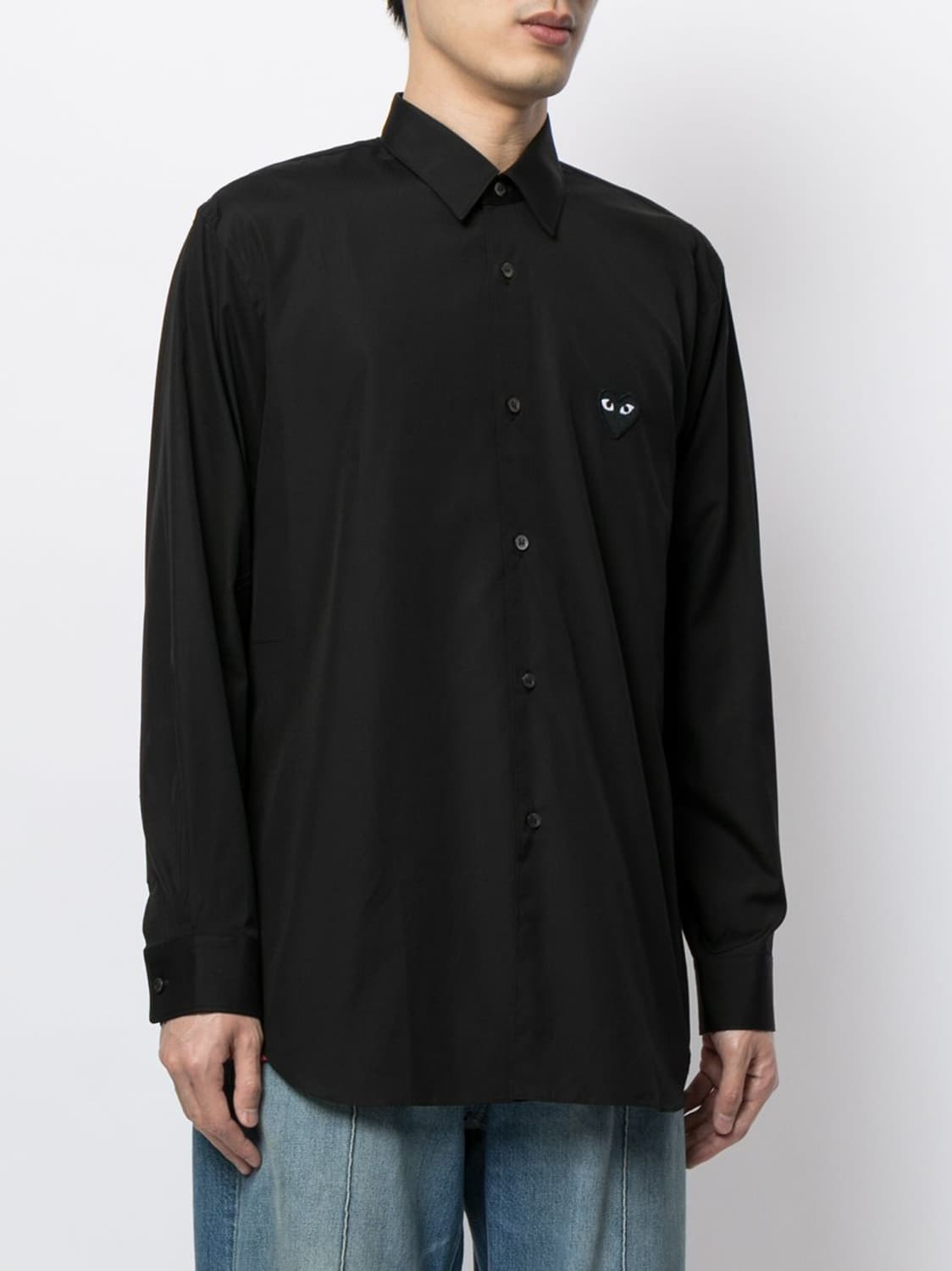 꼼데가르송 하트 패치 포플린 셔츠 블랙 상품이미지3