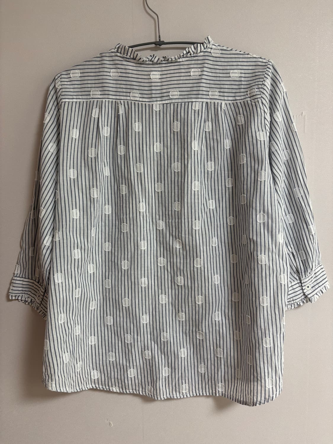 빈티지) 도트 스트라이프 7부 블라우스 상품이미지4