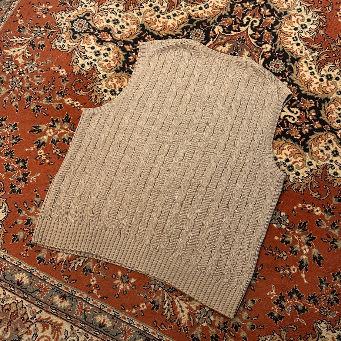 폴로 케이블 니트 베스트 조끼 베이지 (XL) 105 상품이미지4