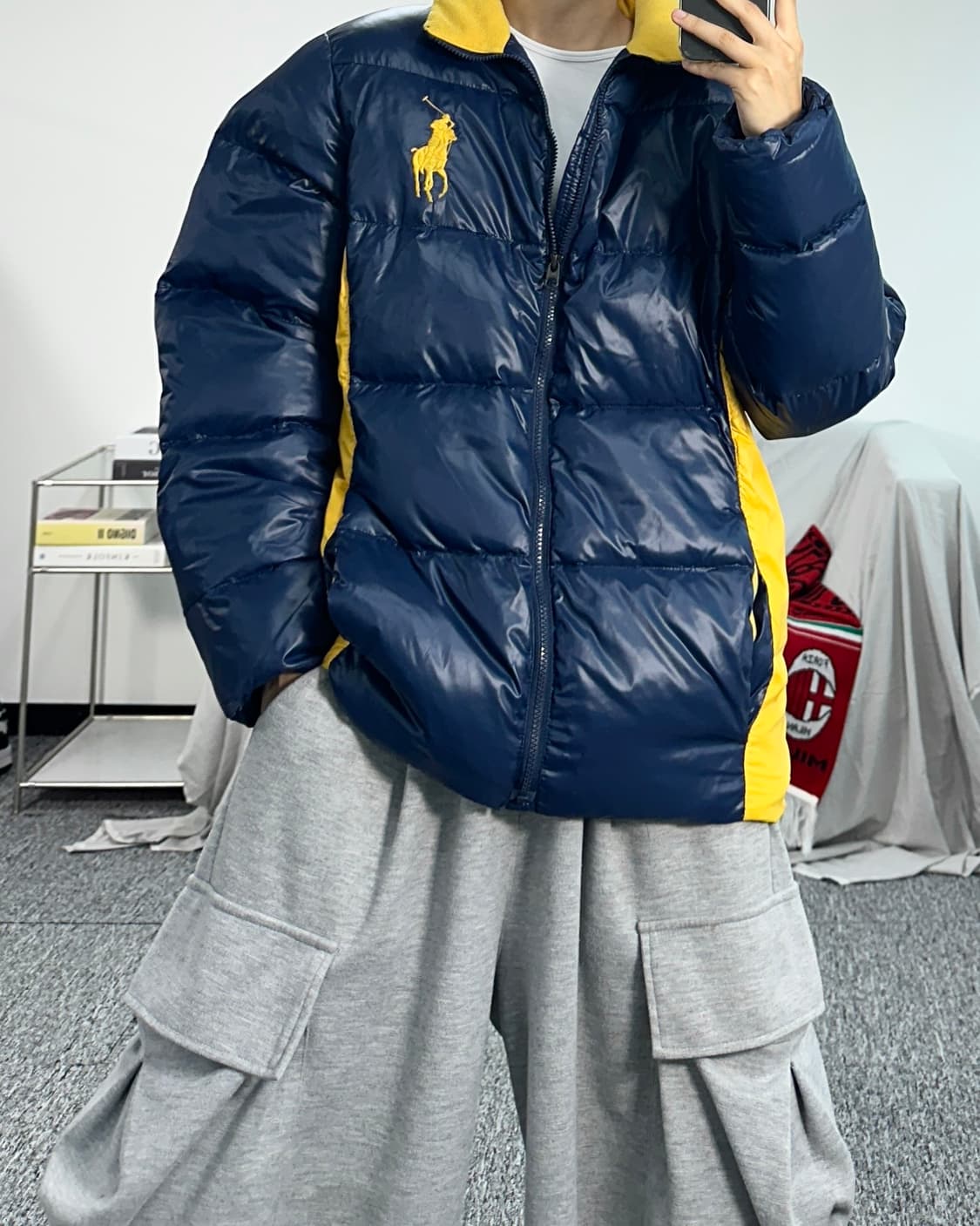 폴로 랄프로렌 빅포니 배색 패딩 XL 상품이미지4
