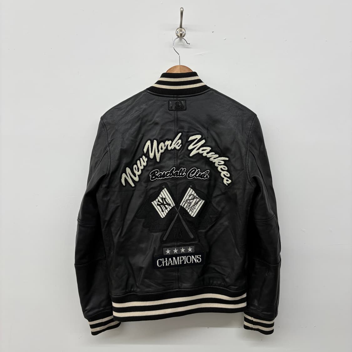 MLB NY 양키즈 블랙 가죽 야구 점퍼 여/M 상품이미지7