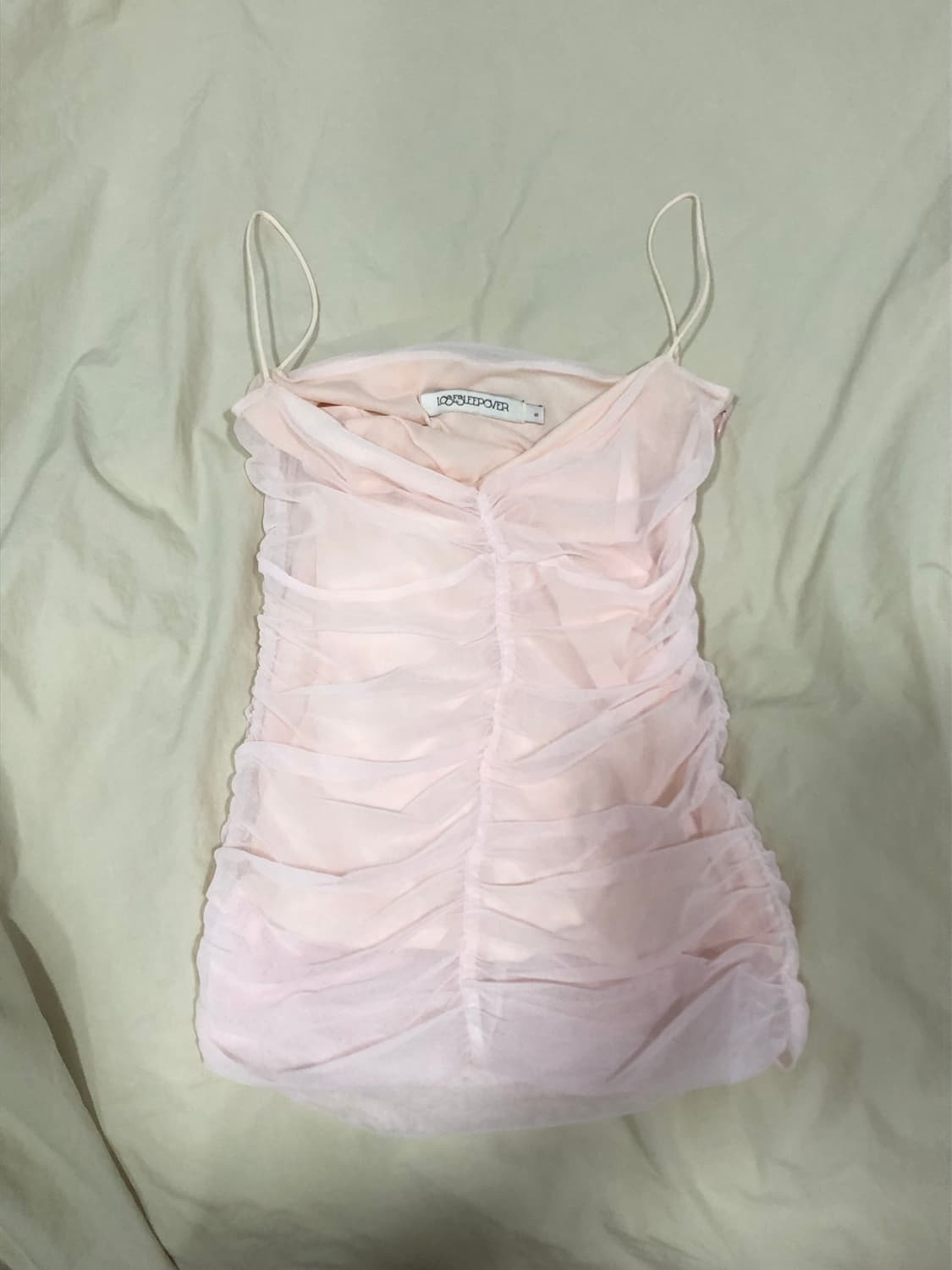 루즈슬립오버 Mesh Ribbon Shirred Camisole 상품이미지4