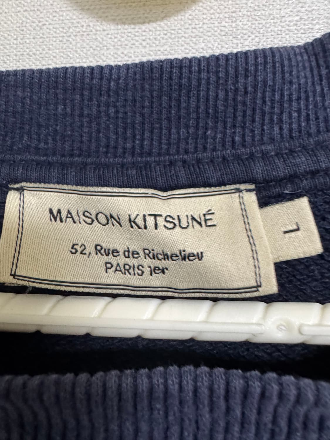 메종키츠네 네이비 폭스헤드 로고 맨투맨 L(L) 상품이미지4