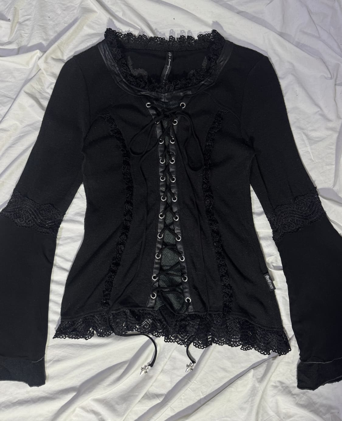 Ozz croce 레이스업 코르셋 니트 탑 y2k 고딕 오즈온 상품이미지6