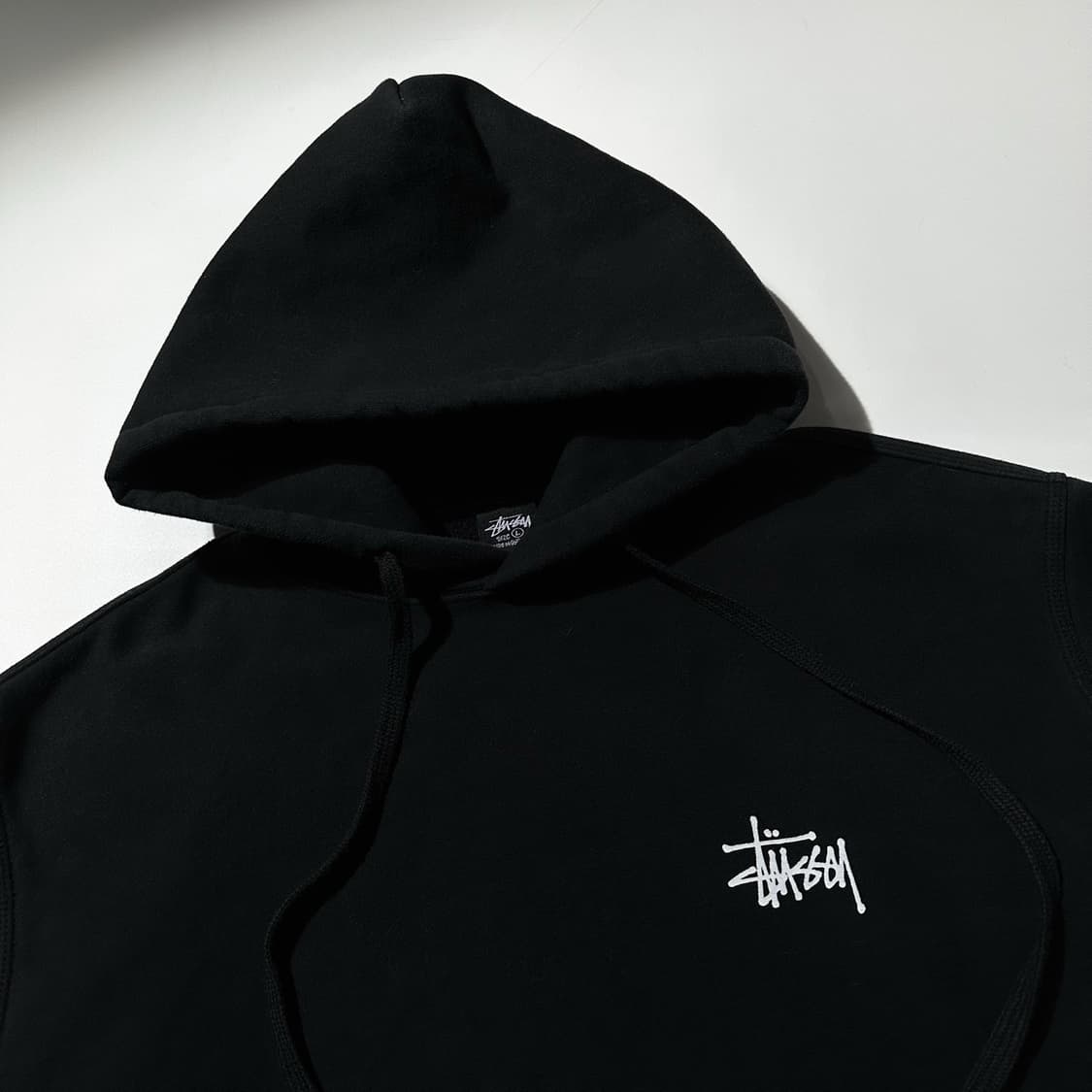 스투시 재팬라인 헤비스웻 스탁로고 후드 블랙 상품이미지4