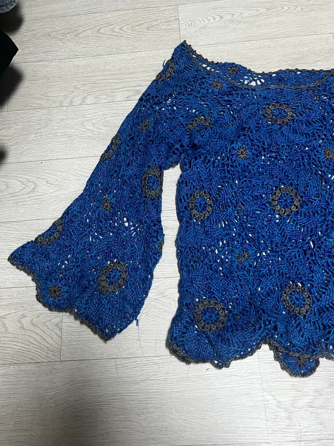 블루 크로셰 뜨개 니트 상품이미지3