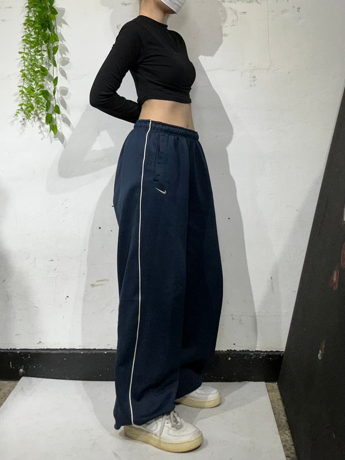 00s 나이키 사이드 라인 화이트 와이드 추리닝 바지 트레이닝 팬츠 L 상품이미지1