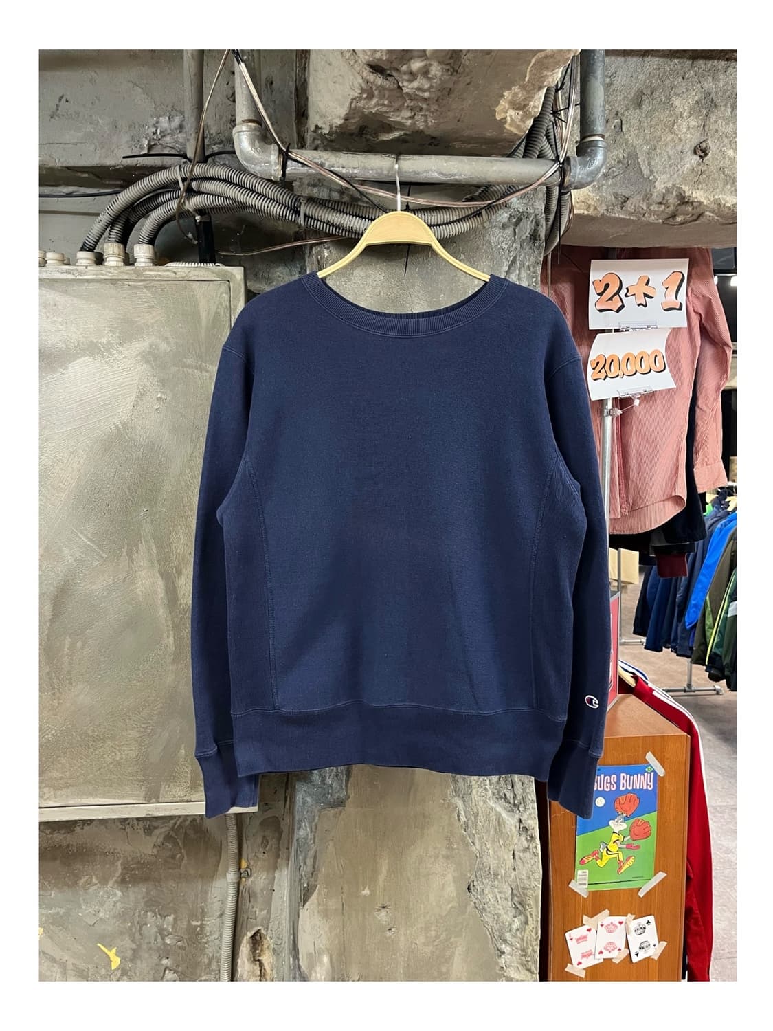 챔피온 기모 맨투맨 네이비 L #csz3161 상품이미지1