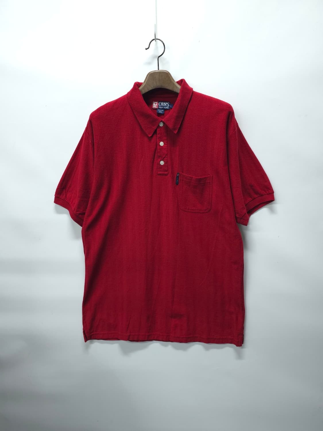 챕스 랄프로렌 90s 헤링본패턴 포켓 반팔 카라티 (L) 상품이미지1